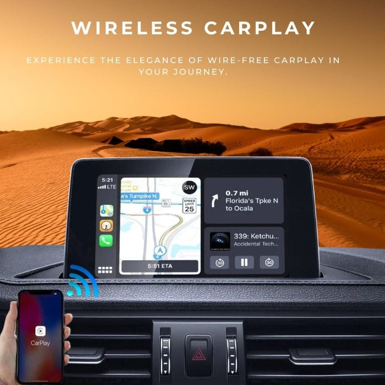 Let's enjoy carplay by simply turning on your car and having connectivity. No need for hassle wires, enjoy automatic connection.